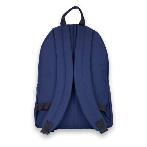 Madlug Classic Backpack in Navy. Back profile.