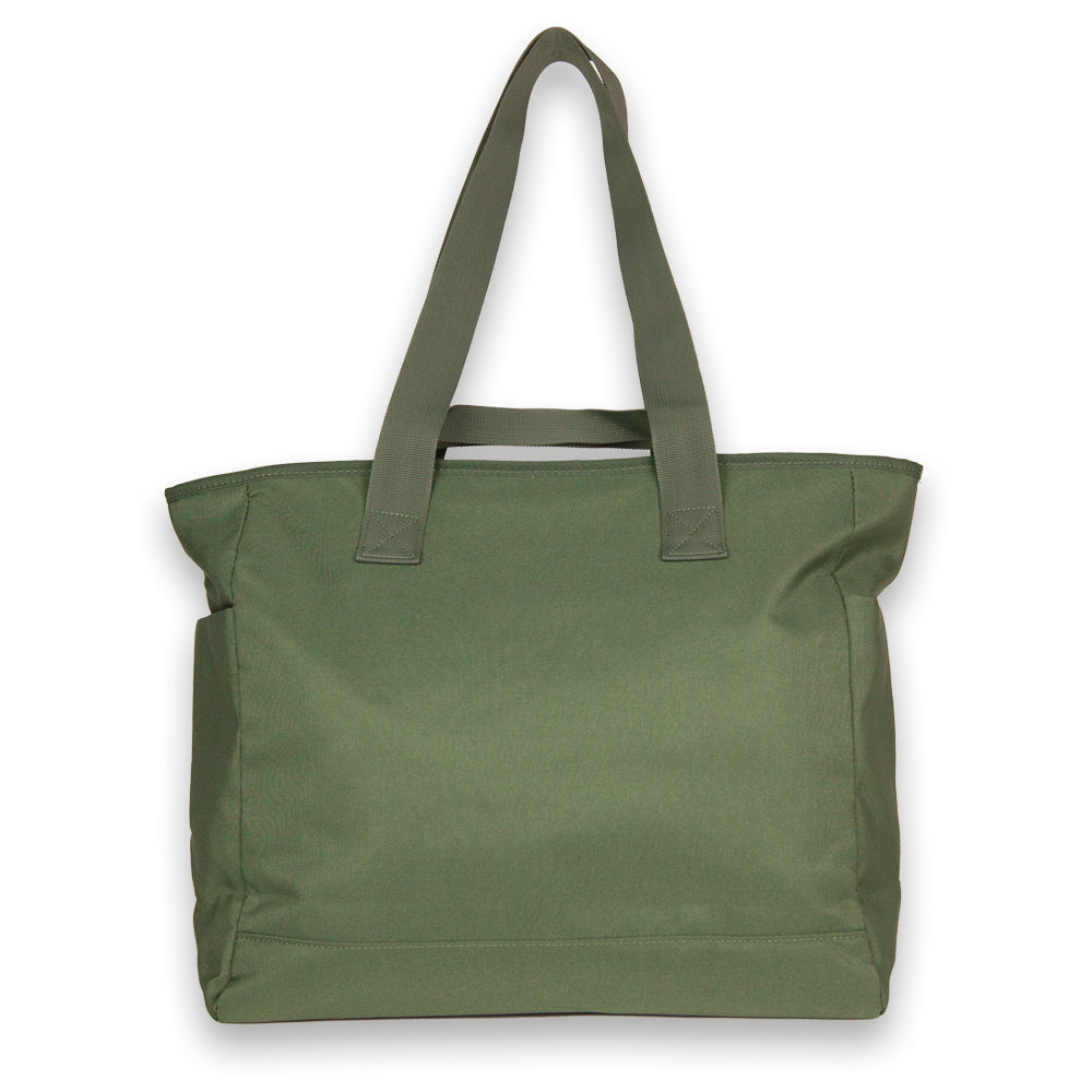 Olive Big Tote. Back view.