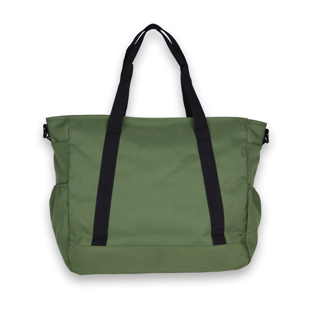 Moss Green Outbound Tote. Back view.