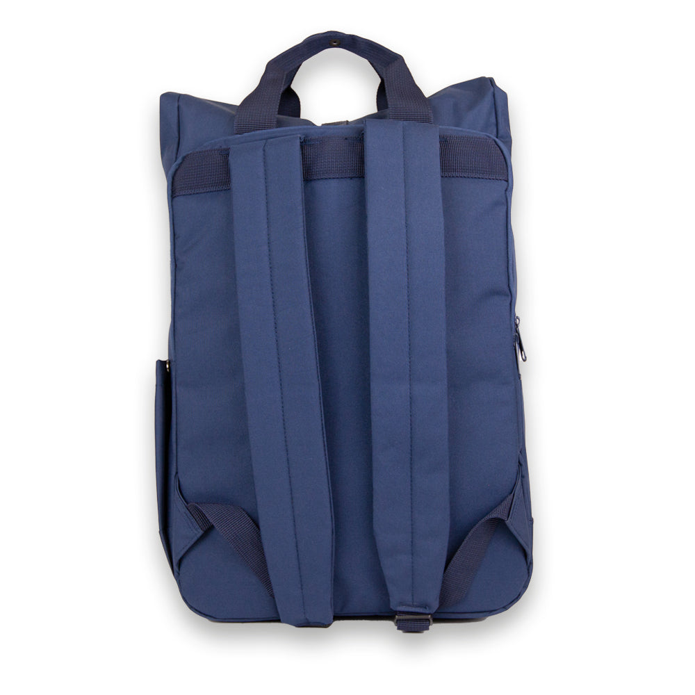 Navy Laptop Roll-Top. Back view.