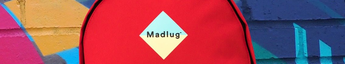 banner that shows part of a Madlug bag and logo
