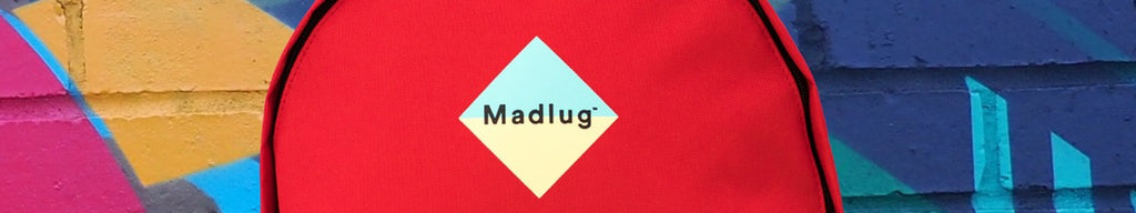 banner that shows part of a Madlug bag and logo