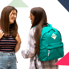 Madlug Classic Backpack in Teal. Female mixed models rear view.
