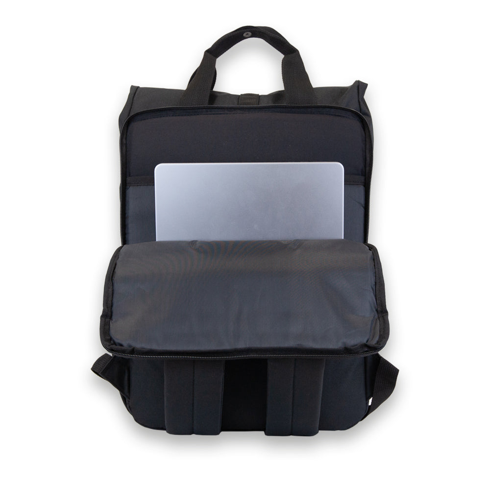 Black Laptop Roll-Top. Interior view.