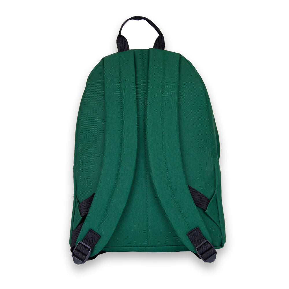 Madlug Classic Backpack in Forest Green. Back profile.