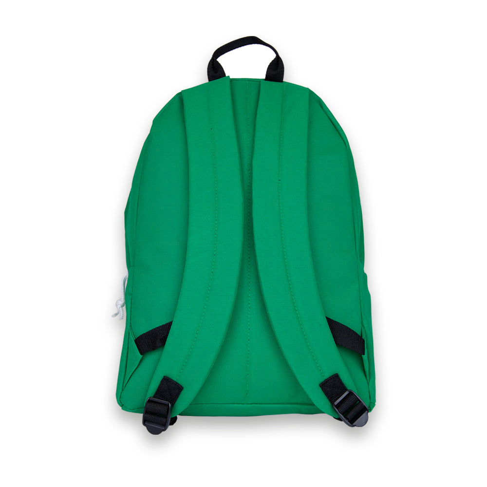 Madlug Classic Backpack in Green. Back profile with straps.