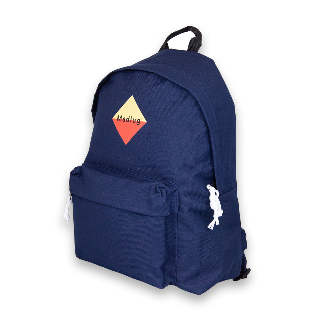 Madlug Classic Backpack in Navy. Side profile.