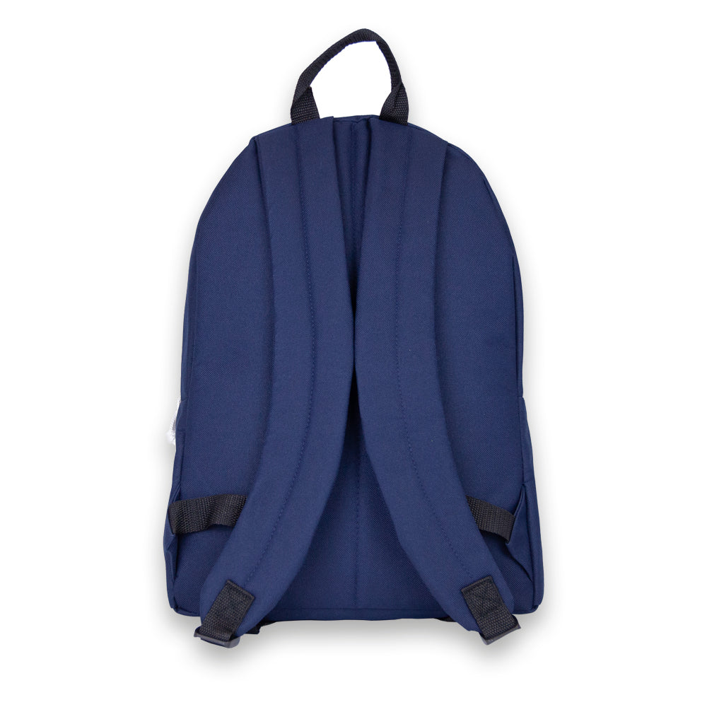 Madlug Classic Backpack in Navy. Back profile.