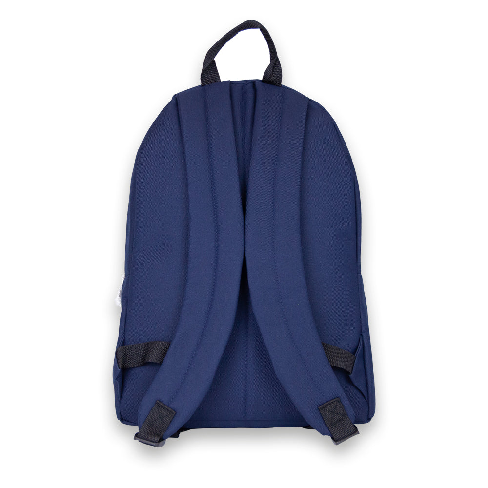 Madlug Classic Backpack in Navy. Back profile.
