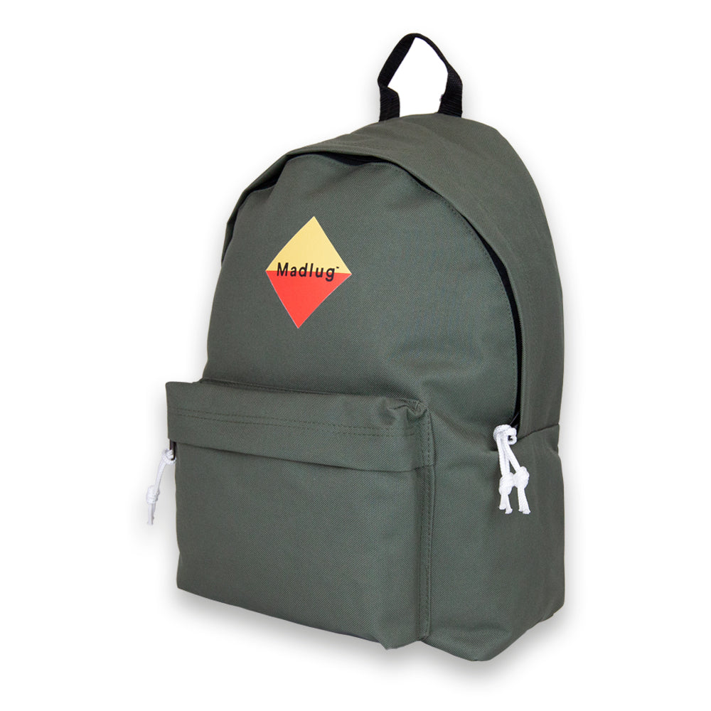 Olive Classic Backpack. Three-quarter view.