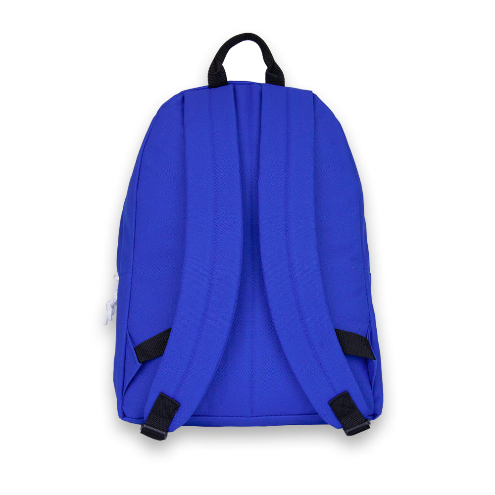 Madlug Classic Backpack in Blue. Back profile.