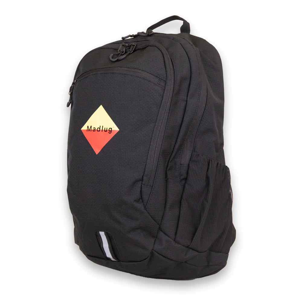 Black Everyday Laptop Backpack. Three-quarter view.