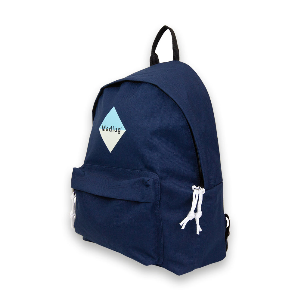 Madlug Junior Backpack in Navy. Rear view showing padded straps.