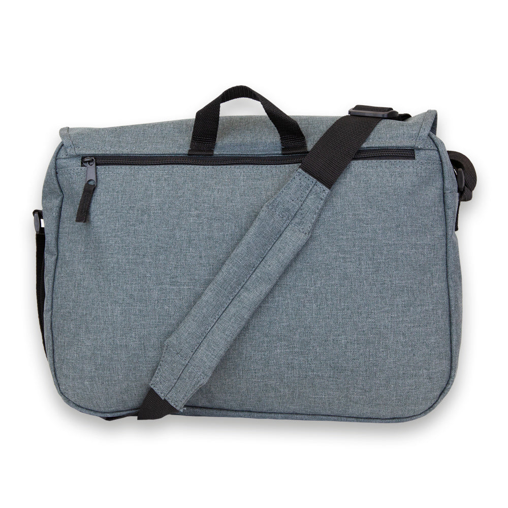 Marble Grey Messenger Bag. Back view.