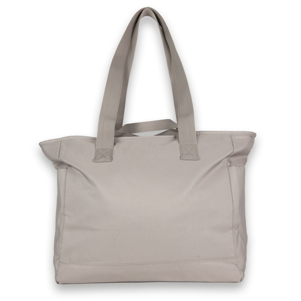Taupe Big Tote. Back view.