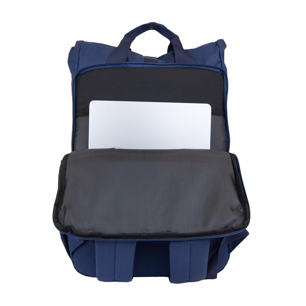 Navy Laptop Roll-Top. Top view.