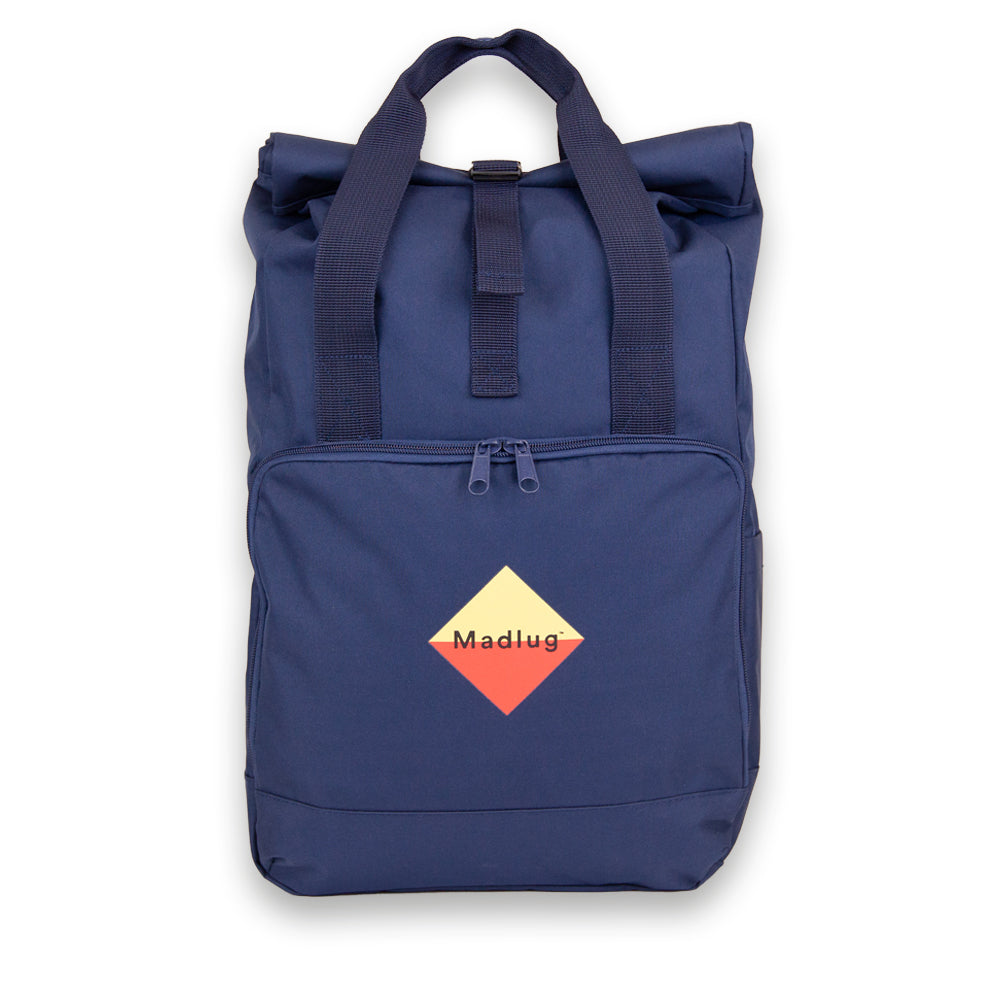 Navy Laptop Roll-Top. Front view.