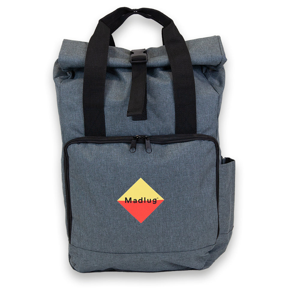 Grey Laptop Roll-Top. Front view.
