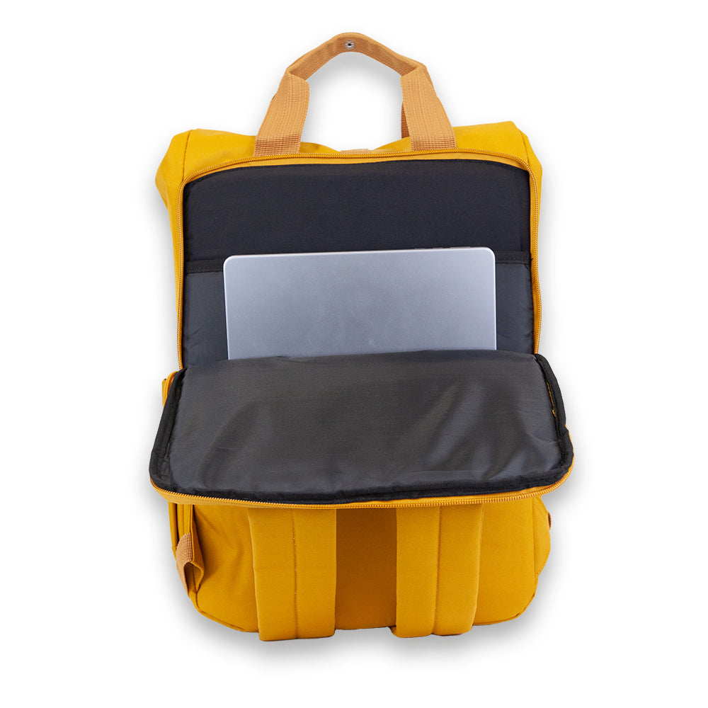 Mustard Laptop Roll-Top. Back view.
