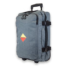 Madlug Grey Cabin Suitcase. Side view showing tow-handle and locking clips.