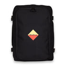 Madlug Black Travel Backpack. Front view showing iconic Madlug logo.