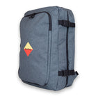 Madlug Grey Travel Backpack. Side view showing secure clips.