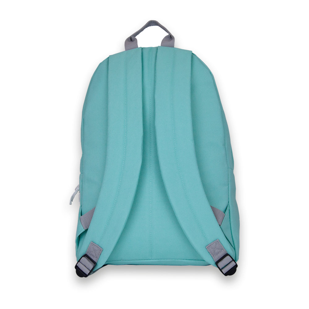 Madlug Classic Backpack in Mint Green. Back profile.
