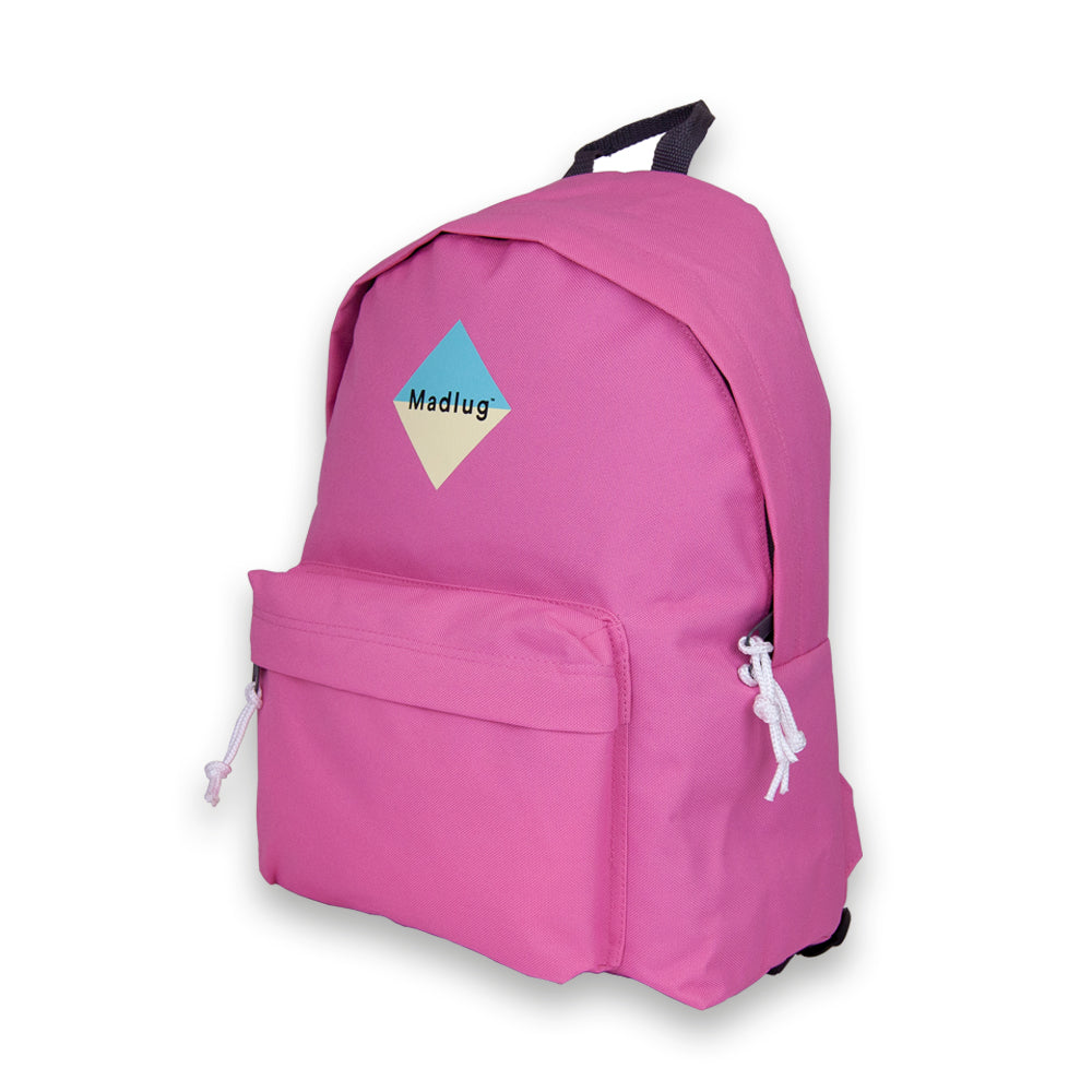 Madlug Classic Backpack in Pure Pink. Side profile.