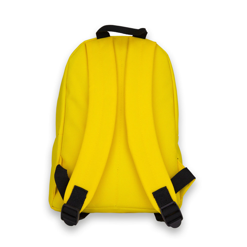 Madlug Mini Backpack in Yellow. Back view showing adjustable padded straps.
