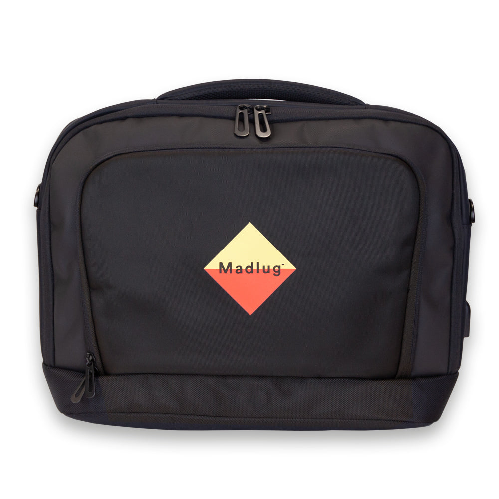 Madlug Premium Tech Messenger Shoulder Bag in black.